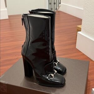 Gucci Black Patent Leather Ankle Boots